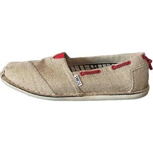 TOMS tan linen look she’s size 9
